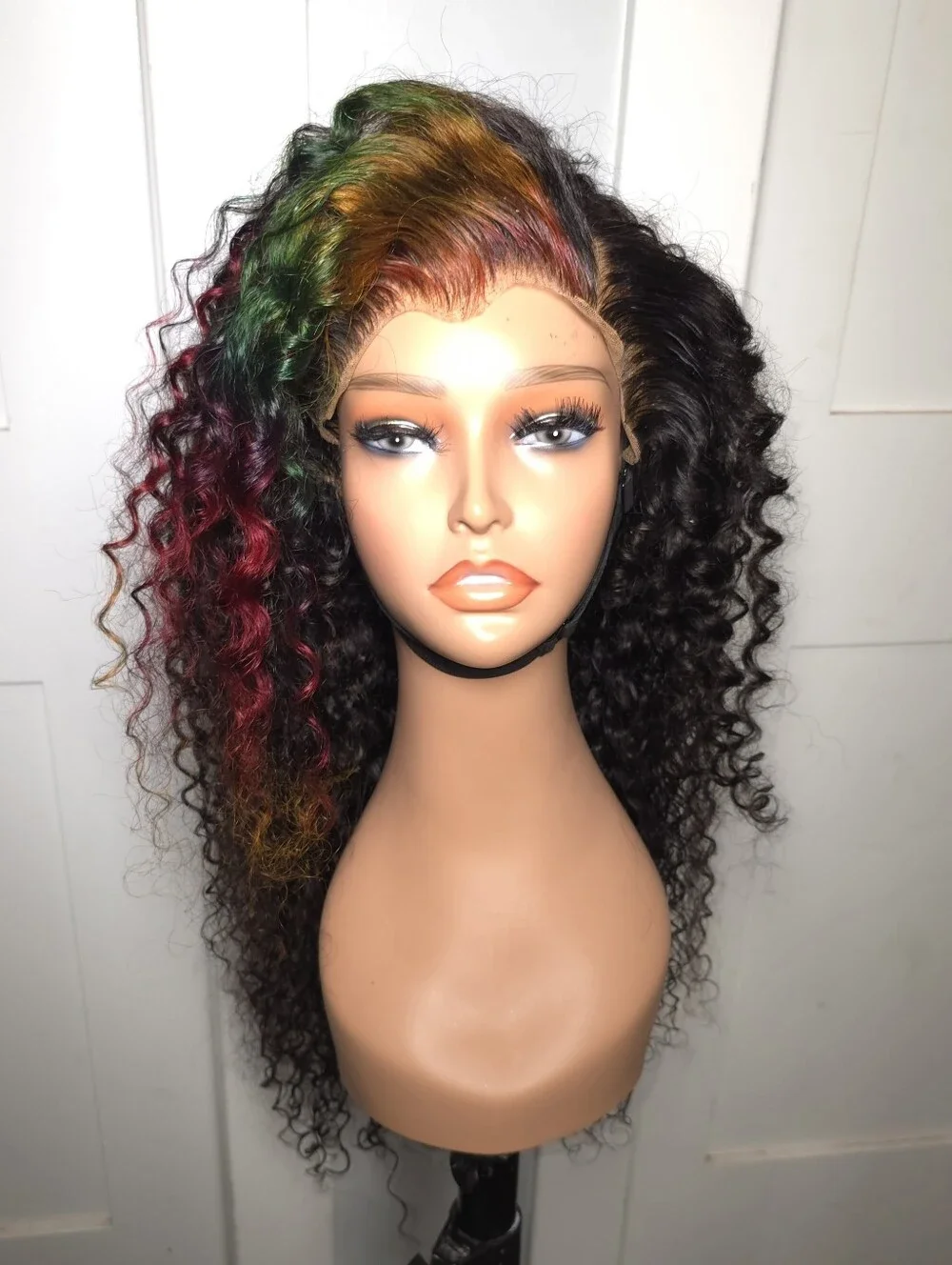 13x4 100% Human Hair Rainbow Money Piece Deep Wave Wig